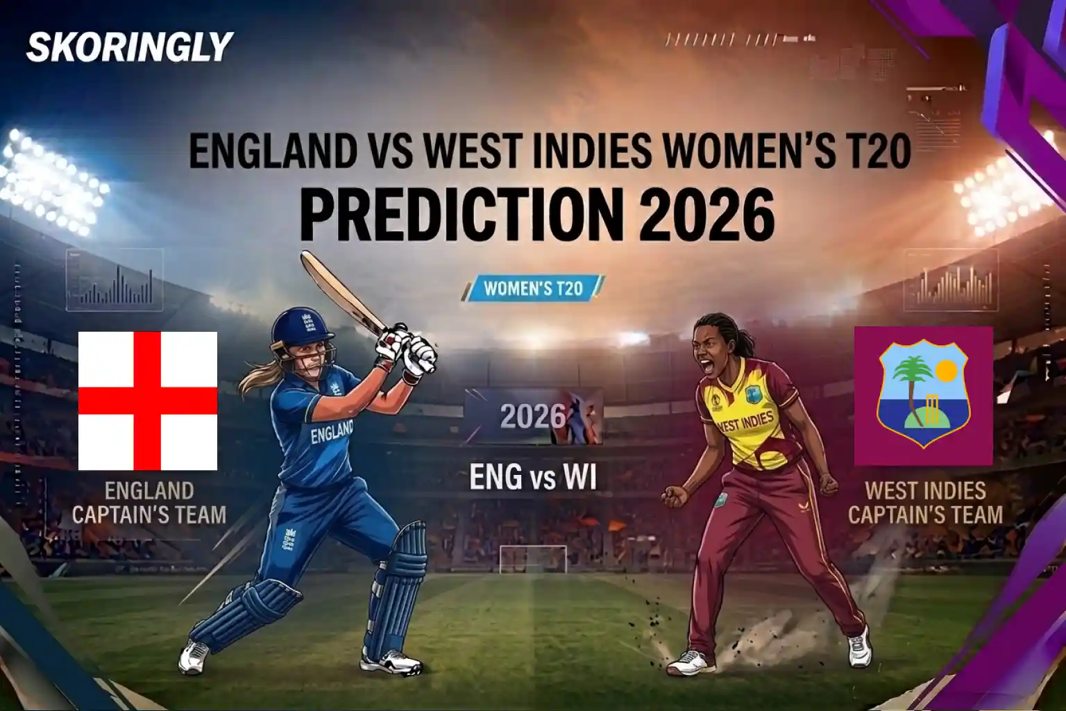 Eng-W vs WI-W | Match Prediction, Dream11 Tips, Pitch Report and Preview | ICC Women's T20 World Cup 2026 | Match 22 
