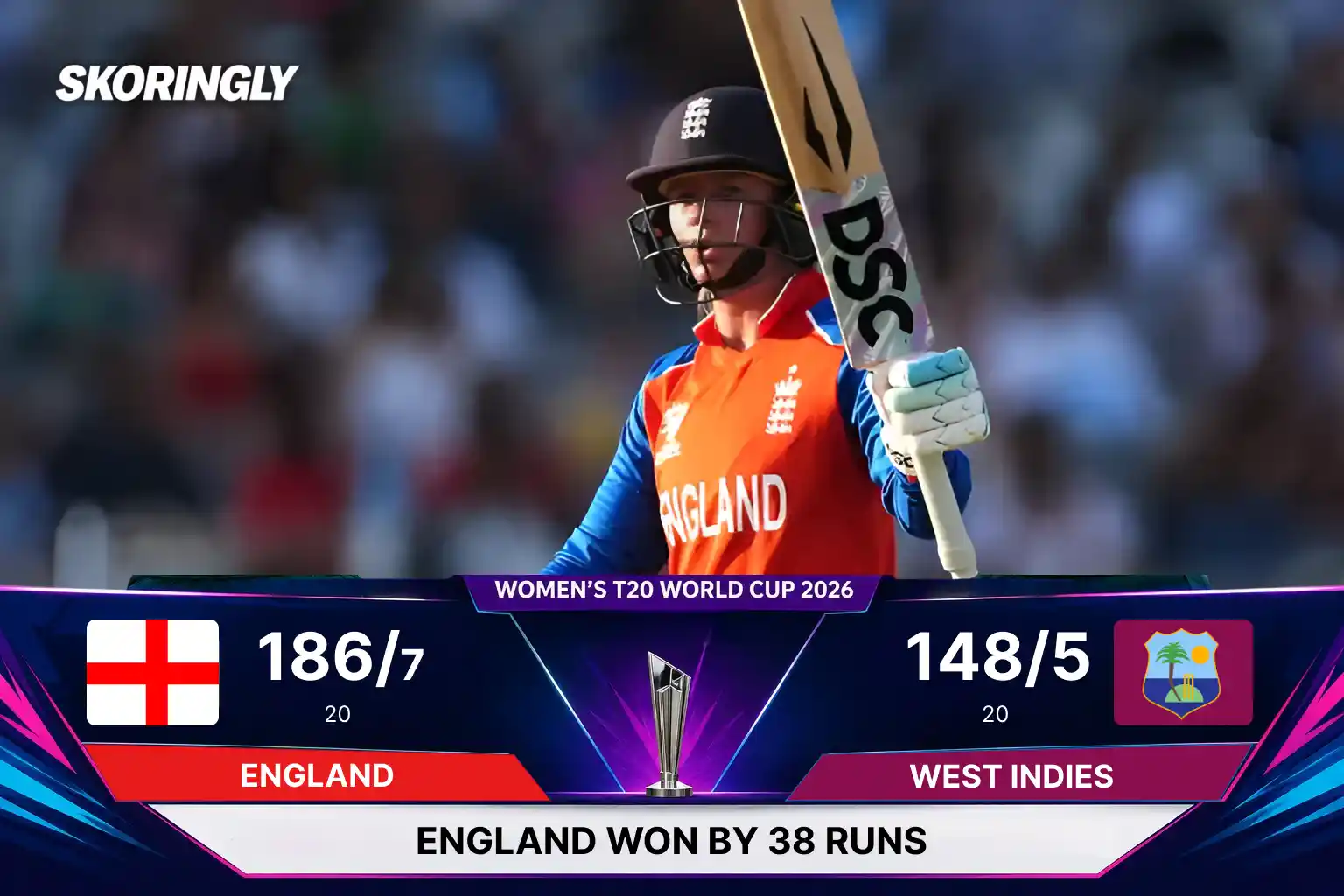 England-Women Win by 38 Runs to Seal Women's T20 World Cup 2026 Semi-Final Spot (Match 22) | Eng-W vs WI- W 