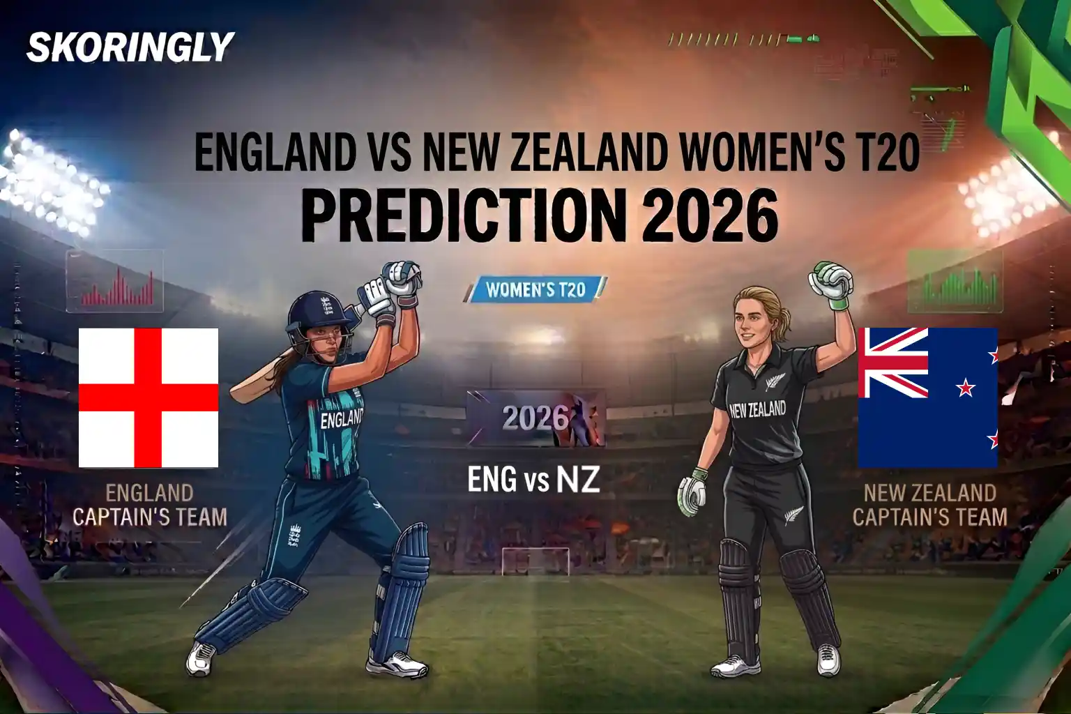England-W vs New Zealand-W | Match 28 Prediction, Dream11 Team, Playing XI and Pitch Report | ICC Women's T20 World Cup 2026