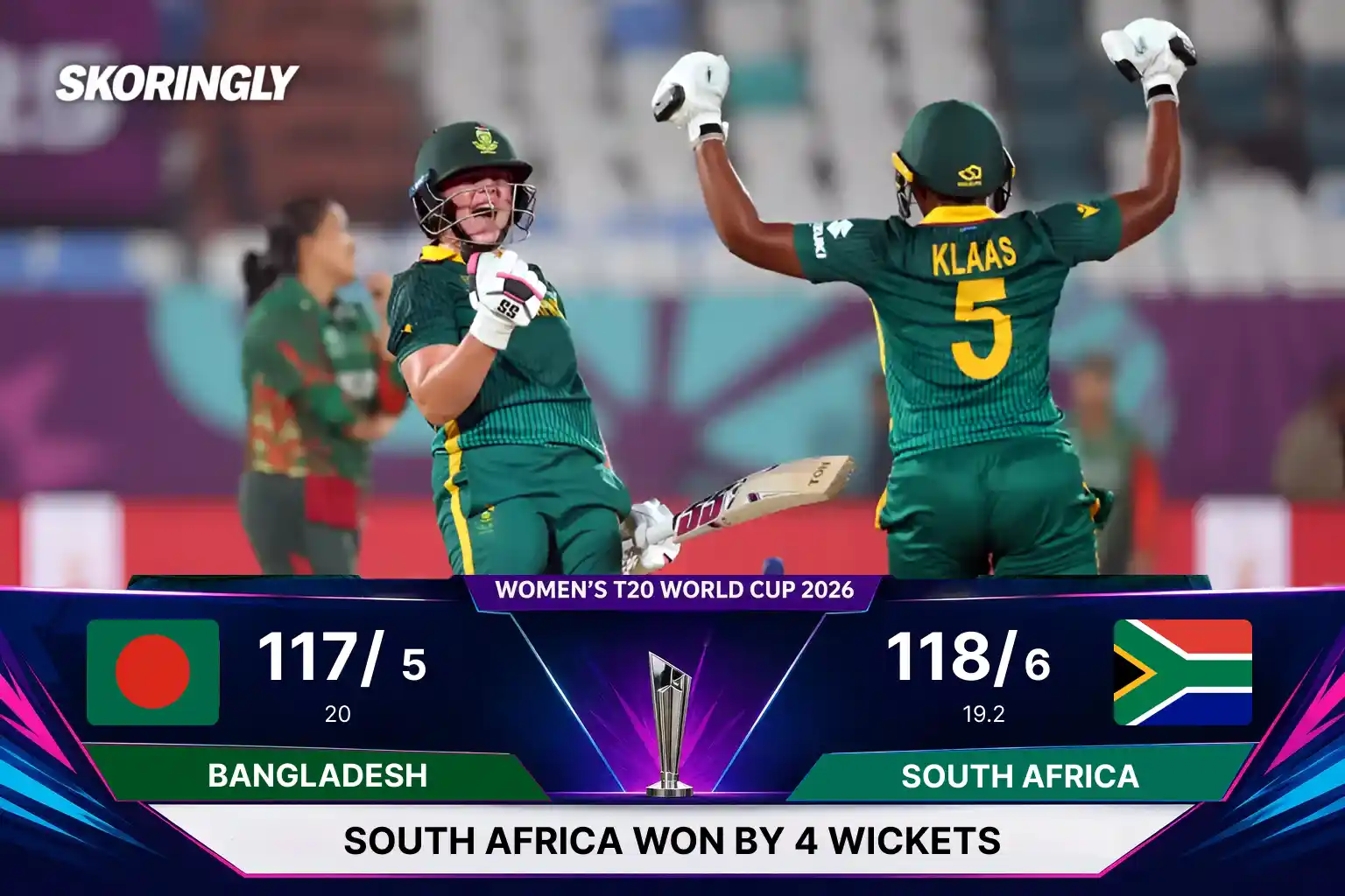 SA-W Qualify for Semi-Finals in ICC Women's T20 World Cup 2026 | SA-W Beat Ban-W by 4 Wickets | Match 29, June 28
