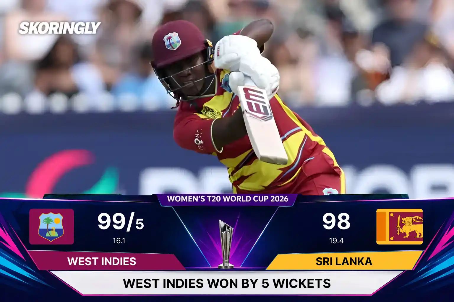 WI-W vs SL-W: West Indies Beat Sri Lanka by 5 Wickets in T20 World Cup 2026 | Three wins in a Row | Match 17, June 21