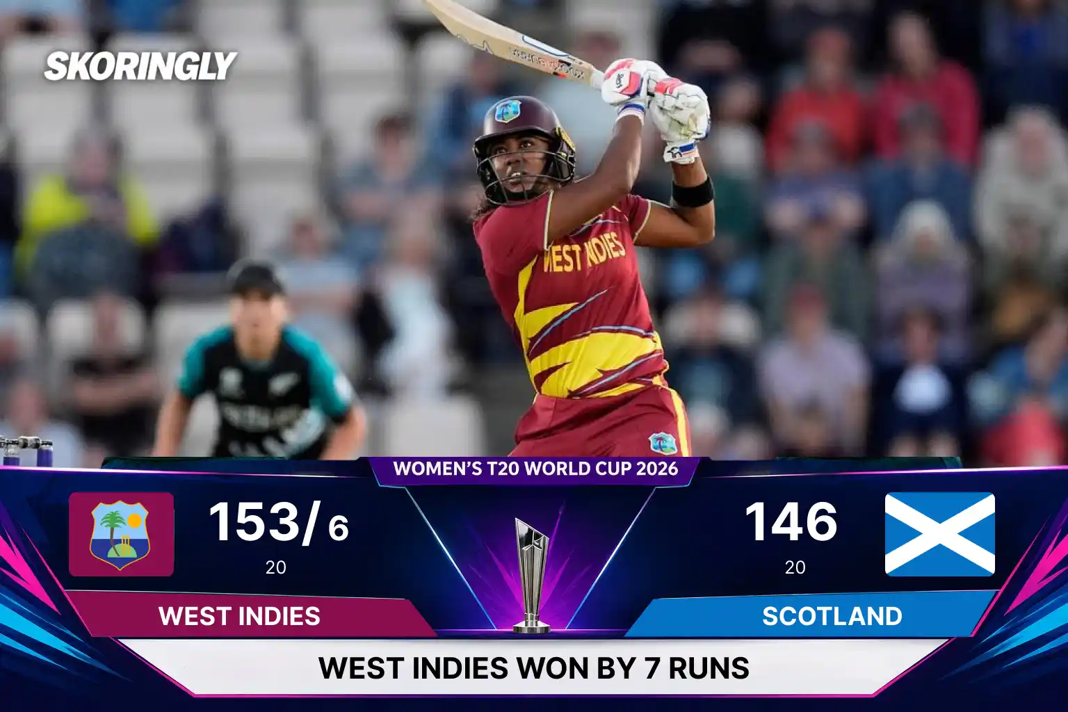 West Indies Women Beat Scotland Women by 7 Runs in a Headingley Thriller: Full Match Report, Scorecard and Summary | ICC Women's T20 World Cup 2026