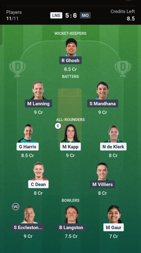 LS-w vs MSG-w dream 11 players 2026