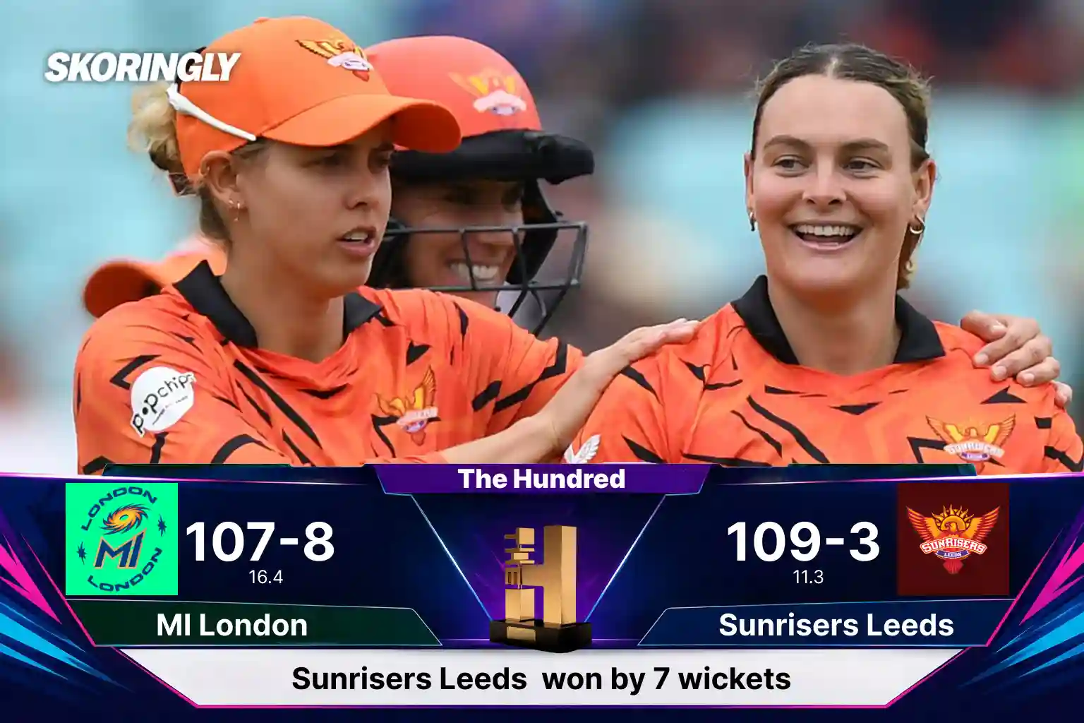 Phoebe Litchfield Stars as Sunrisers Leeds-W Win by 7 Wickets: MI London-W vs Sunrisers Leeds-W, The Hundred Women 2026 (Full Scorecard & Match Summary)