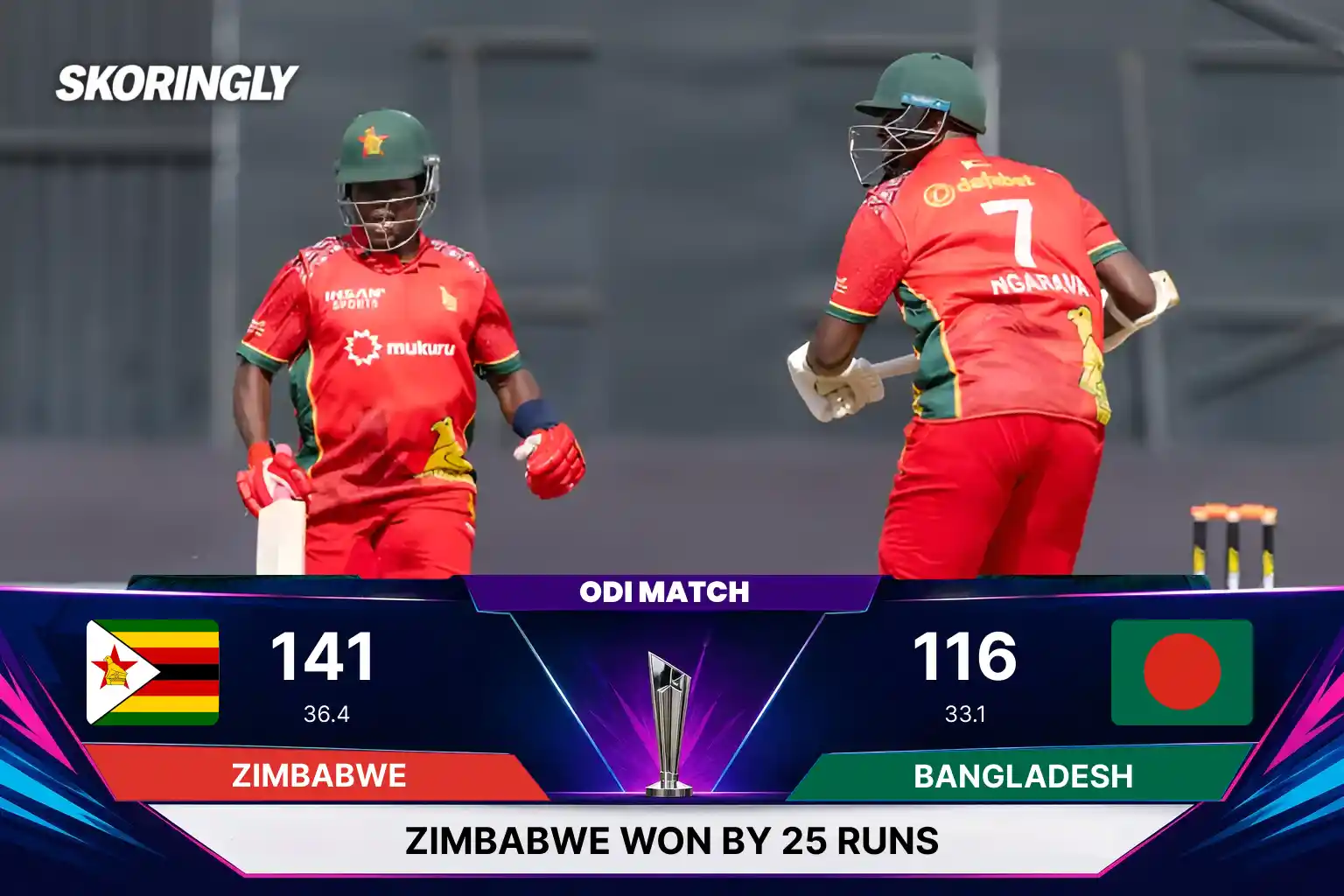 Zimbabwe beat Bangladesh by 25 runs | ZIM vs BAN 1st ODI Match Result 2026 | Full Scorecard and Match summary (Bangladesh Tour of Zimbabwe)